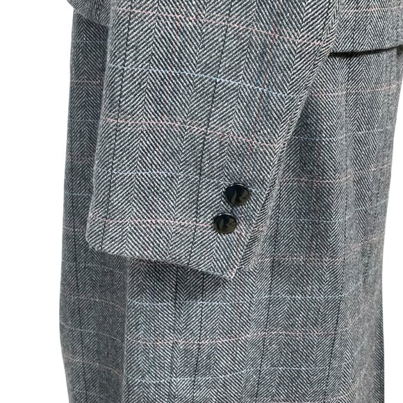 Vintage Sasson 80s Structured Power Suit Gray Wool Blend Tweed Skirt Blazer 14 - Picture 9 of 14
